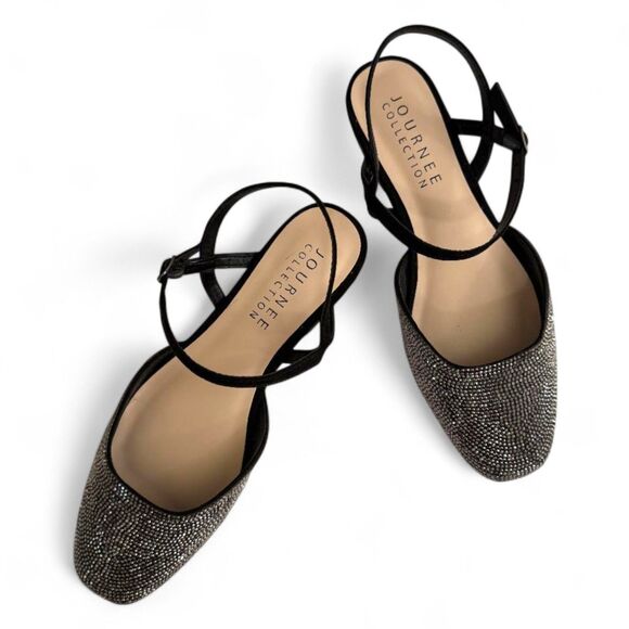 JOURNEE Collection Women's Nysha Rhinestone Flats, NEW! Size 8 Wide - Picture 1 of 8